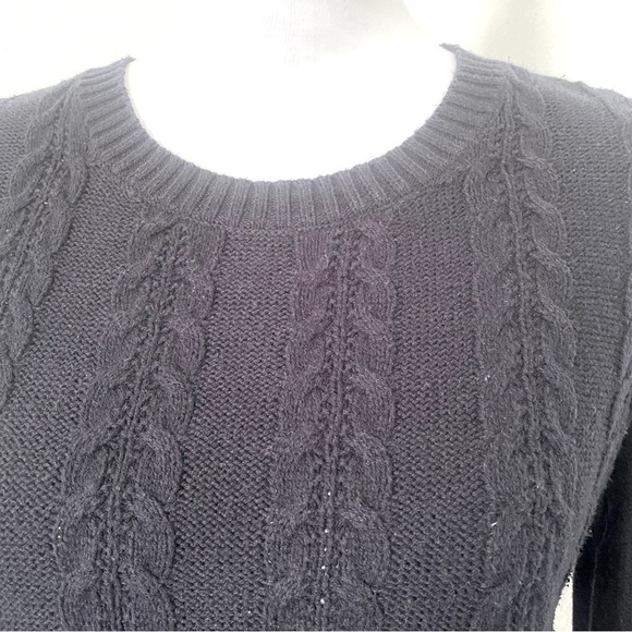 Loft  Cable Knit Sweater Womens Small Navy Crew Neck Long Sleeve - Picture 6 of 6
